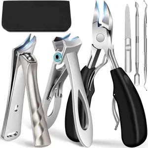 Heavy Duty Toe Nail Clippers Sets, Large Adult Nail Clippers for Men and Woman, Thick Nails with Wide Opening, Sharp Ingrown Toenail Clippers Nail Cutter Long Handle with Slanted Curved Blade 6Pcs Cutics Gift