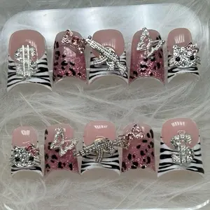 ACRYLIC animal print spinning charm press ons | BXBYNAILS | Glitter Glamour