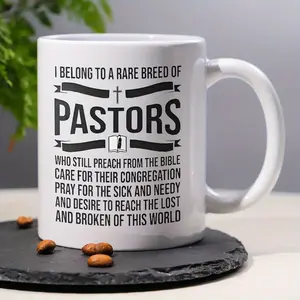 1pc 11oz Coffee Mug with Inspirational Pastor Appreciation Design - Religious Gift for Church Leaders, Christmas, Thanksgiving, Birthday - White Mug with Black Lettering & Decorative Accents, Inspirational Mug| Religious Quote| Contrasting Design, Coffee