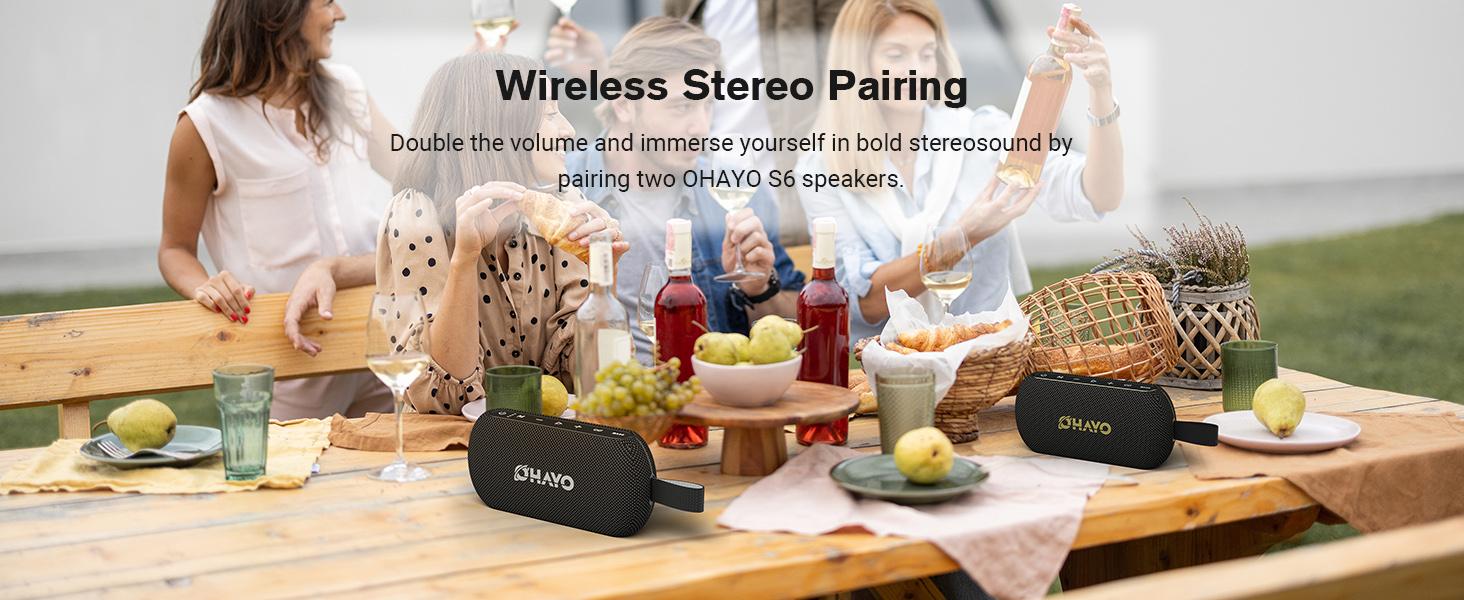 OHAYO 40W Wireless Portable Bluetooth Speaker with Lights, IPX7 Waterproof, Stereo Loud Sound, RGB Lights,TWS Pairing, AUX&TF-Card in, for Home/Party/Travel/Outdoor/Beach