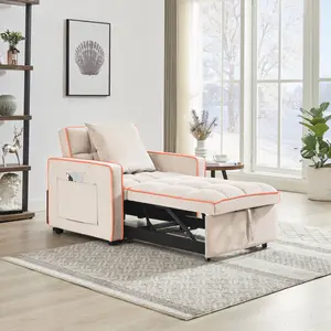 [Mother's Day gift]Aobtkel，Three-in-one sofa bed chair folding sofa bed adjustable back into a sofa recliner single bed adult modern chair bed berth creamy white#Summervibes