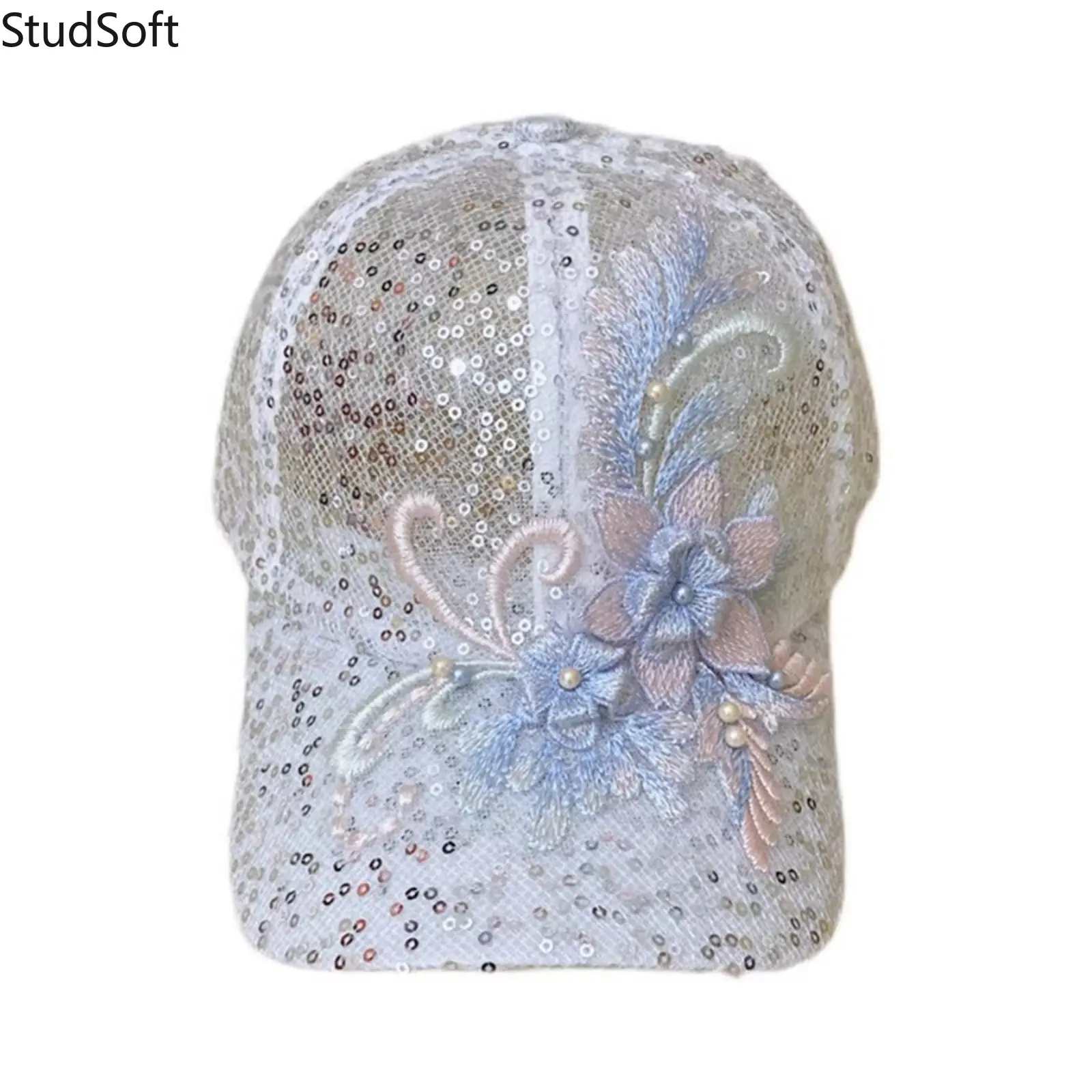 New peaked cap children's fashion sequins breathable mesh cap floral baseball cap sunshade sun hat sweet