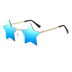Unisex Rimless Star-Shaped Festival Party Eyewear - New Colorful Ocean-Style Sunglasses for Adults