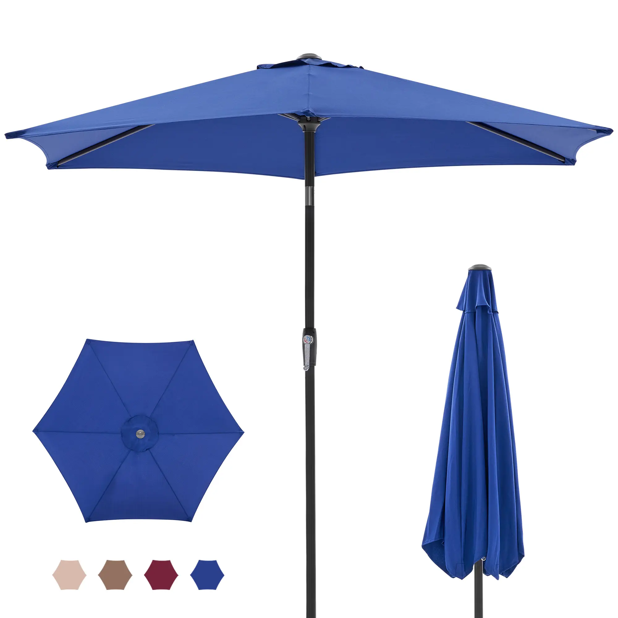 Sweetcrispy 9ft Vented Outdoor Umbrella - Adjustable Tilt Canopy Sun Shade, 8-Rib Waterproof Crank Button Beach Umbrella That Keeps You Cool, Assembly Required for Poolside, Terrace