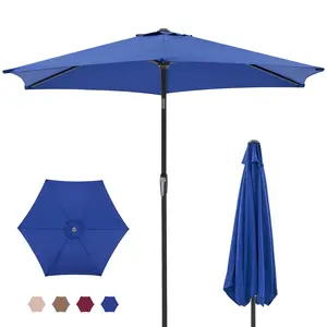7.5ft Patio Umbrella with Tilt and Crank Button & 8 Sturdy Ribs Waterproof, Patio Table Umbrella Perfect for Poolside, Terrace, Beach and Outdoor Restaurant