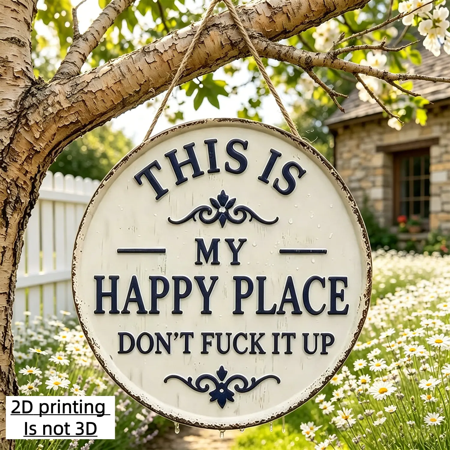 Round Metal Decorative Welcome Sign with Warm Classic Positive Quote, 8x8in/12x12in Front Door Plaque Fits Bedrooms, Kitchens, and Dining Spaces for Home Decor, Adult