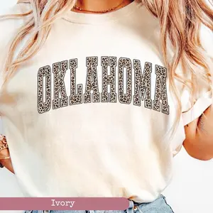 [Comfort Colors] Oklahoma Leopard T-Shirt – Trendy College Shirt, Game Day Outfit, Oklahoma Fan Gift, University Style Tee