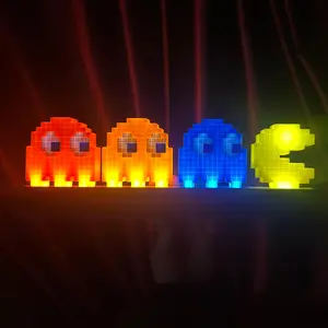 LED Pac-Man Pixel Light USB-powered sound-activated lamp that changes intensity with volume. Gaming decor, room decor, and desktop lamp. Perfect holiday or birthday gift.