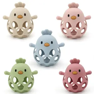 Hollow out Cute Animal Design Teether, Baby Silicone Teether Ball, Anti-Swallow Teething Toy Ball, Infant Teether Ball, Teether Toy for Baby, Sensory Teether