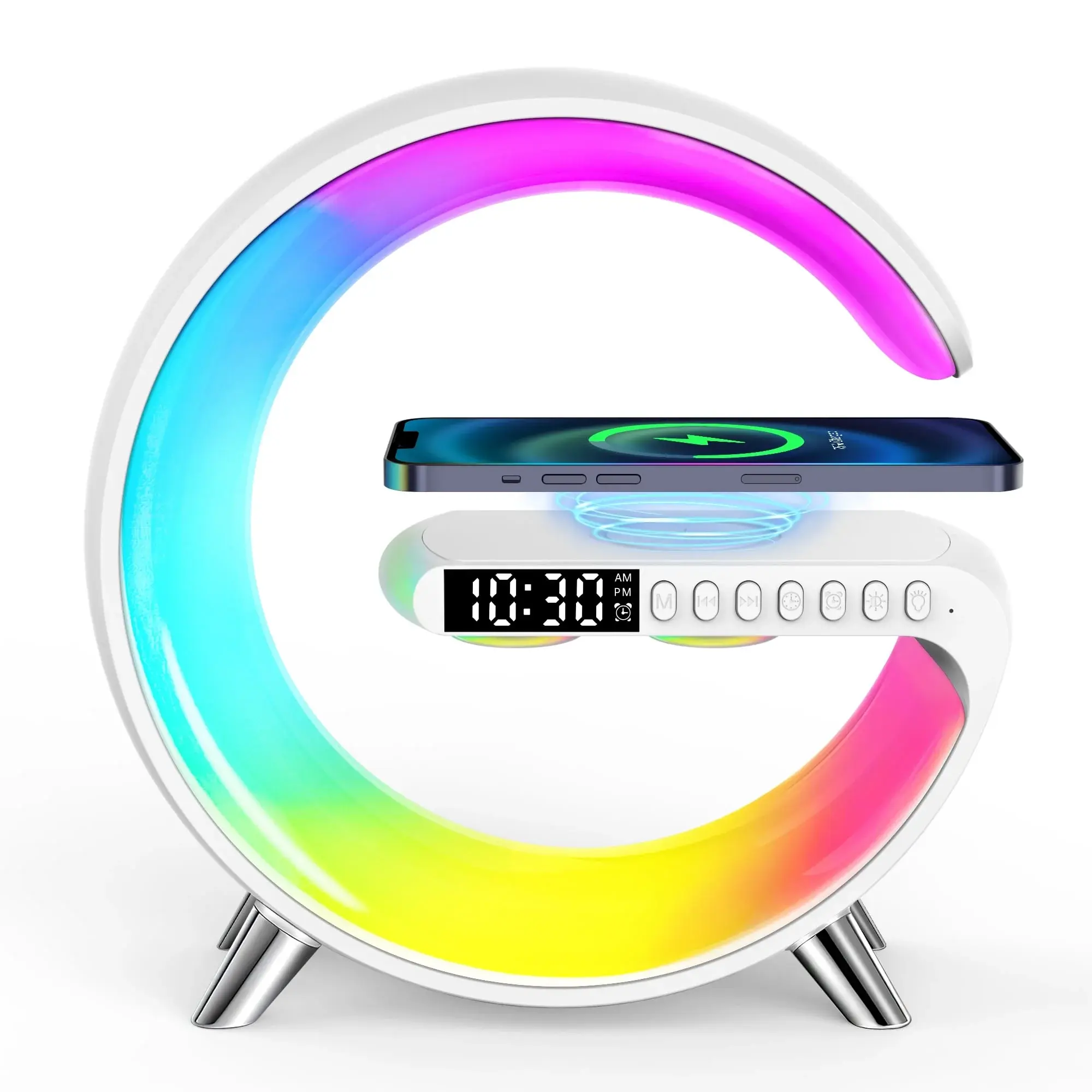 GPED LED Display Table Lamp Digital Alarm Clock, Wireless Charging GPED INC