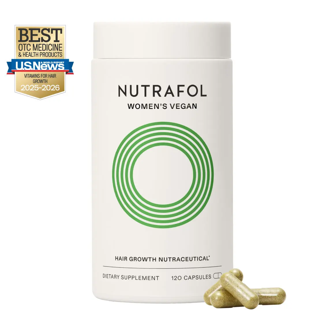 Nutrafol Women's Vegan 18-44 Years Old Hair Growth Supplements, Clinically Tested for Visibly Thicker, Stronger Hair, 100% Vegan Ingredients, Dermatologist Recommended - 1 Month Supply