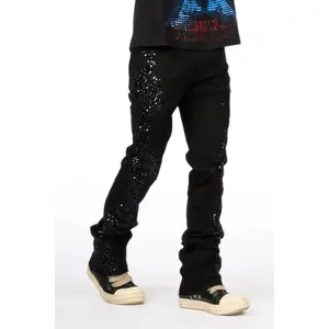 Flex Black Rhinestone Stacked Fit Jean