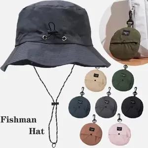 Unisex Anti-UV Adjustable Bucket Hat - 1 Size, Waterproof, Foldable, Travel-Ready, Fisherman Style, with Storage Bag for Camping, Hiking, Adjustable Hat