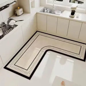 Non-Slip L-Shaped Alginate Mat, Easy Clean Surface, Hand Washable, Kitchen Rug, Bathroom Mat, Durable Rubber Backing, Compact Design, Kitchen Area Rug, Kitchen Floor Mat
