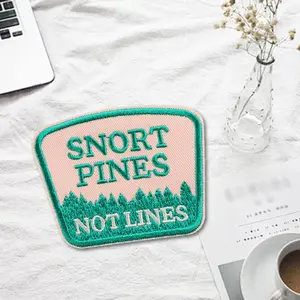 Snort Pines Embroidered Patch, Stylish Embroidery, Dainty Embroidery Back Adhesive Iron-On Applique, Suitable for Clothes Jackets Hats Accessories, Decorative Sewing Accessory