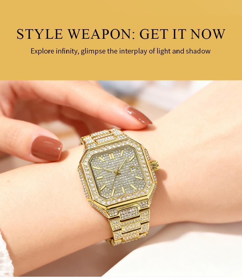 Luxury Ladies' Watch with Diamond Square Dial  Stylish, Sparkling, Luminous, Waterproof, Versatile Wear, Timeless Classic Design, Comes with Watch Adjustment Tool and Gift Box — The Perfect Mother’s Day Gift