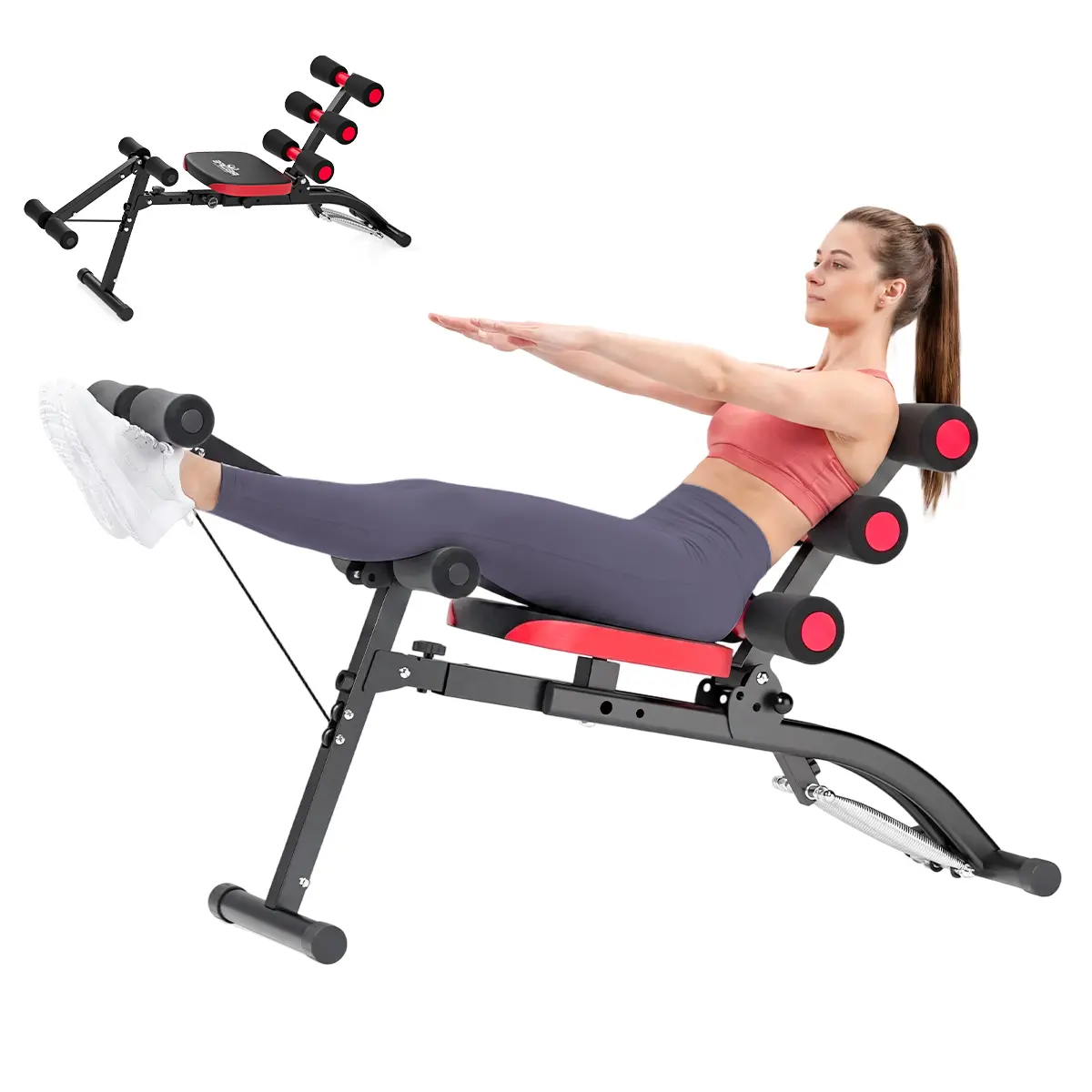 RELIFE Foldable Abdominal Muscle Trainer, Adjustable Steel Frame Sit Up Bench for Unisex Home Gym Core Workouts, Supports up to 300 lbs, Sit Up Seat, Abs