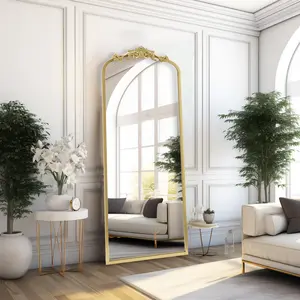 AIXI HOME Arched Gold Antique Full Length Mirror, 22"x65" Traditional Elegant Floor Vintage Mirror with Ornate Matel Frame, Baroque Inspired Home Decor for Entryway/Living Room/Hallway large makeup