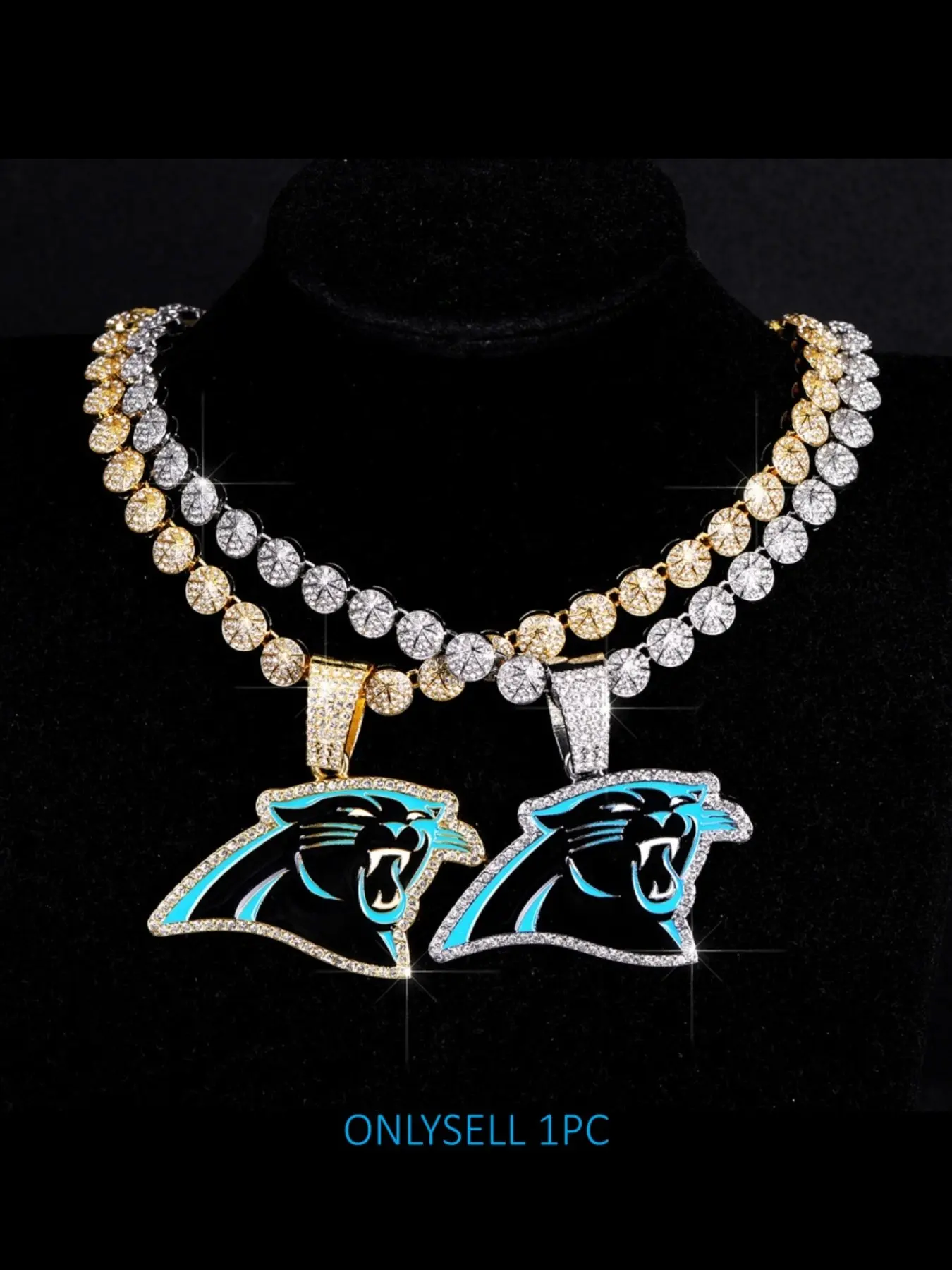 Team Pendant Necklace Alloy Full Rhinestone Round Diamond Necklace, Show Your Team Love, Fan Gift, Casual Style, All Seasons, Drop Necklaces