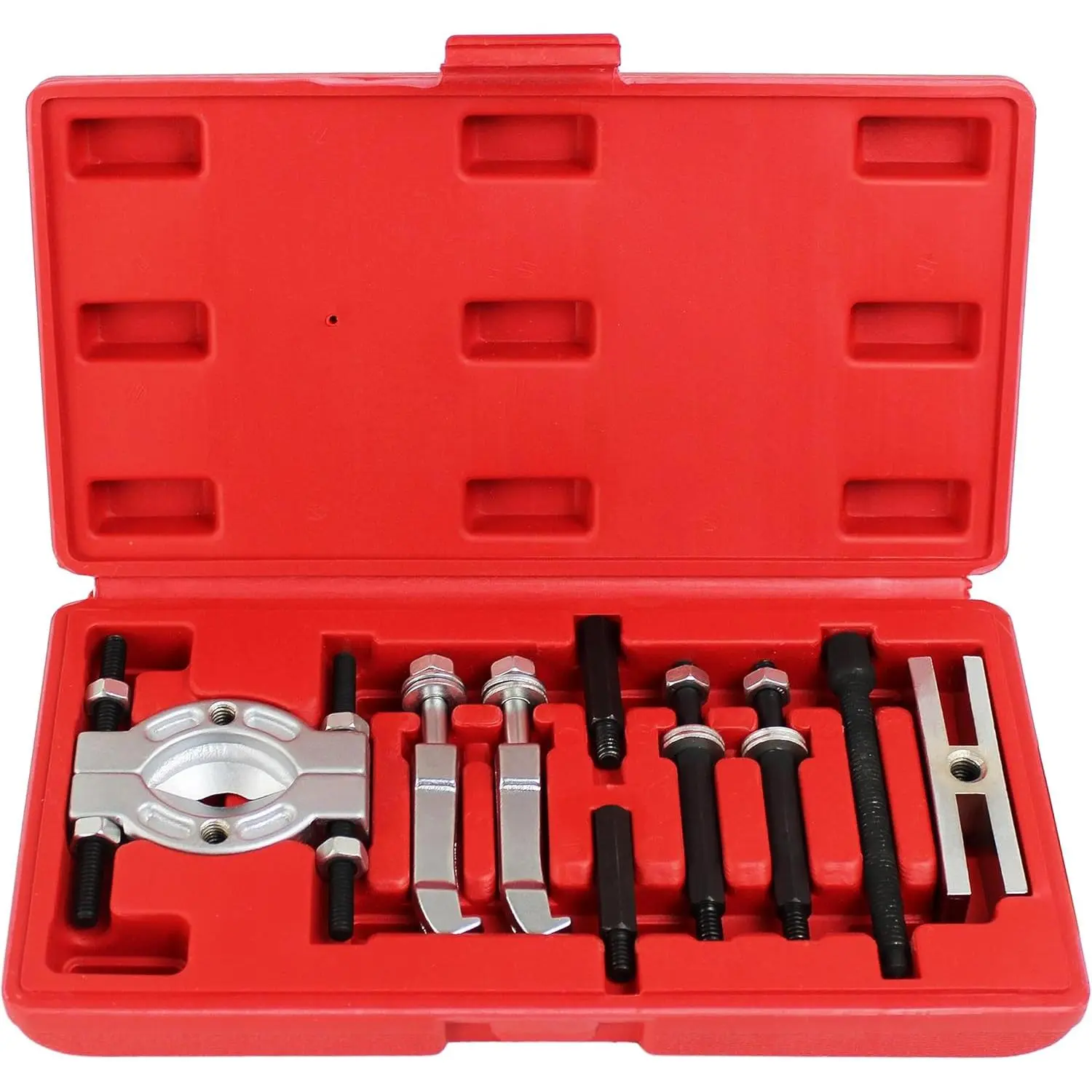 Mini R Bearing Separator Kit, 9-Piece Heavy Duty Bearing Puller Set with Yoke, 2 Extensions (30Mm), 15-58Mm Splitter, Compact Bearing Press Set & Convenient Packaging, 2 Jaws