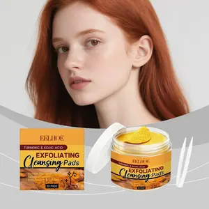 Original Kojic Acid Facial Cleansing Pads, Containing Tea Tree and Turmeric Extracts, Skin-Renewing and Toning Pads, 30Pads