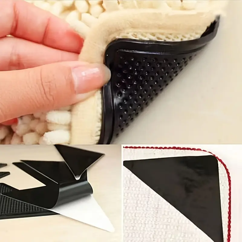 4pcs/set Reusable & Washable Rug Grippers - Anti-Slip Floor Carpet Stickers with Double-Sided Adhesive for Secure Home Decor
