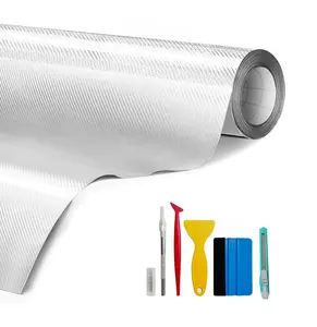 20" x 10FT 6D White Carbon Fiber Vinyl Wrap Roll,Super Glossy Car Wrap Film Featuring Bubble Free Air Release Technology, Car Moto DIY Interior Exterior (White, 20" x 10ft)