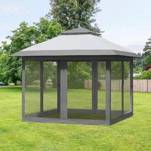 Garvee One-Touch Tarp Tent Gazebo Outdoor 3.6M Large Tent One-Touch Tarp Tarp Tent Mesh Screen Insect Repellent Outdoor Event Sports Day Disaster Prevention Heat Shield Sunshade