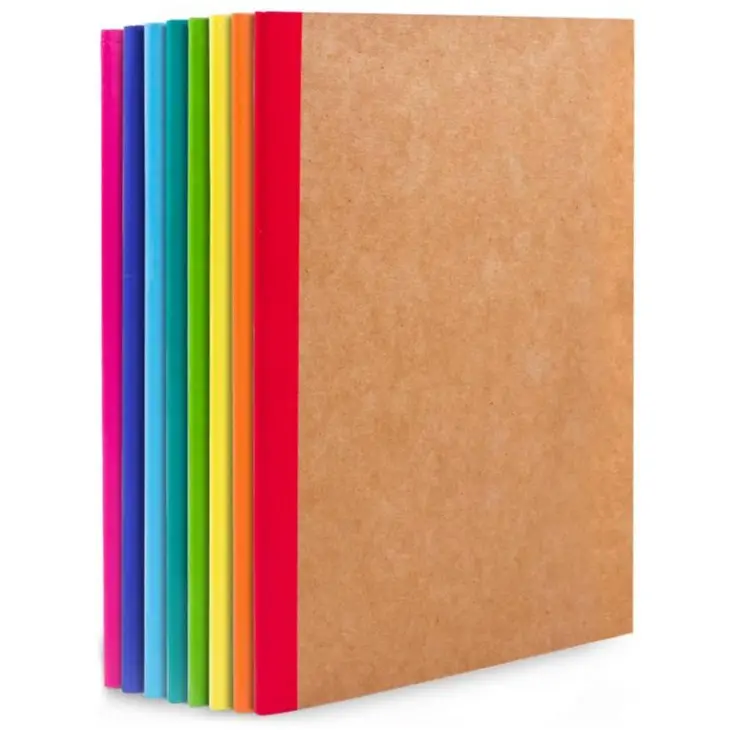 Feela Bulk A5 Kraft Cover Composition Notebooks (8-80-96 Bulk Packs) - 8.3in x 5.5in, 60 Lined/Blank/College Ruled Pages, Rainbow Spines, Assorted Colorways, Office Stationery for Back to School Haul, Commuting Students, Lined Pages
