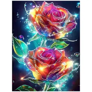 Multiple sizes available including square and round diamonds. This 5D DIY diamond painting set diamond art embroidery kit Diamond Painting Kits handmade furniture decor holiday birthday art personalized gift. Glitter gradient rose wall art Handmade Gifts