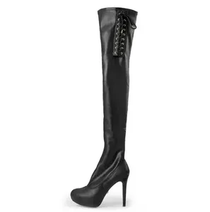 Heels For Men & Non-Binary | Lidia Talavera High Heels for Men, Women, and Nonbinary | Sage Black Thigh-High Platform Boots