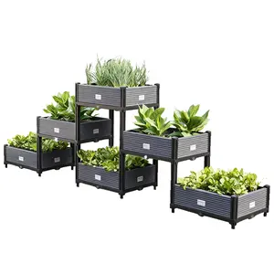 Modular Raised Garden Bed Stackable Planter Box for Vegetables Herbs Flowers with Smart Drainage System UV Resistant Frost Proof Durable BPA-Free No Tools Needed for Outdoor & Indoor Use