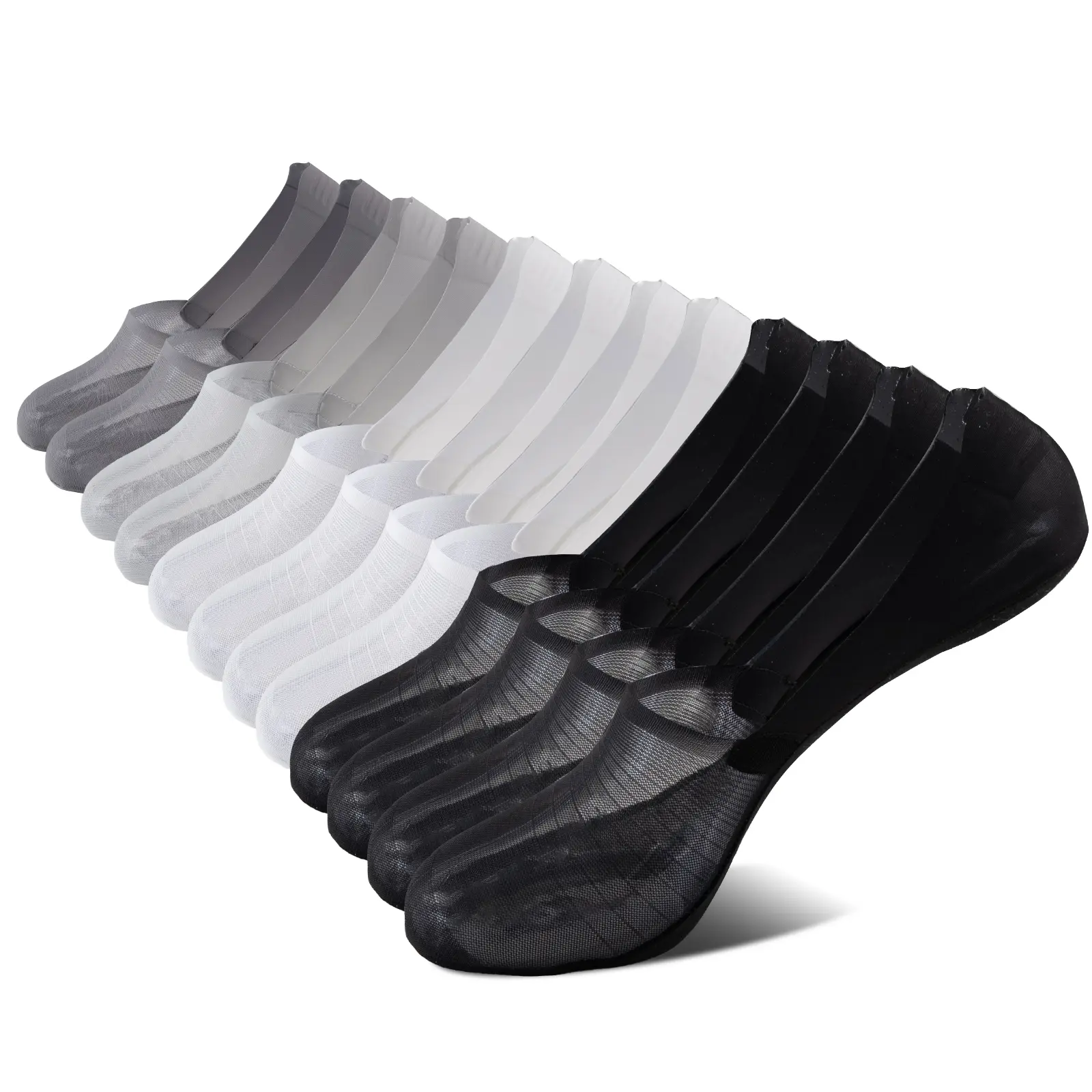 NEXFORMX Men's Ultra-Thin Breathable Mesh No-Show Socks – 6-Pack Summer Cotton Low-Cut ankle socks Anti-Slip Silicone Heel, Odor-Resistant Invisible