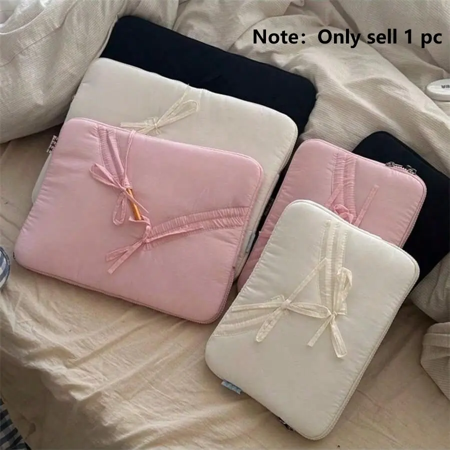 Thickened Laptop Sleeve for 11/13/14/15.6 Inch Tablet Organizer Bag Korean Cute Bow Design for MacBook Laptop iPad
