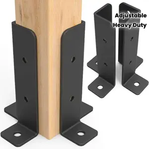 2pcs Heavy-Duty Adjustable Deck Post Anchors - Sturdy Metal Construction, for 1.5x1.5 to 4x4 Posts - Ideal for Fence, Pergola, Deck, Garden, Poolside - Easy Installation with Pre-Drilled Holes - Ideal for Residential & Commercial Use - Ideal