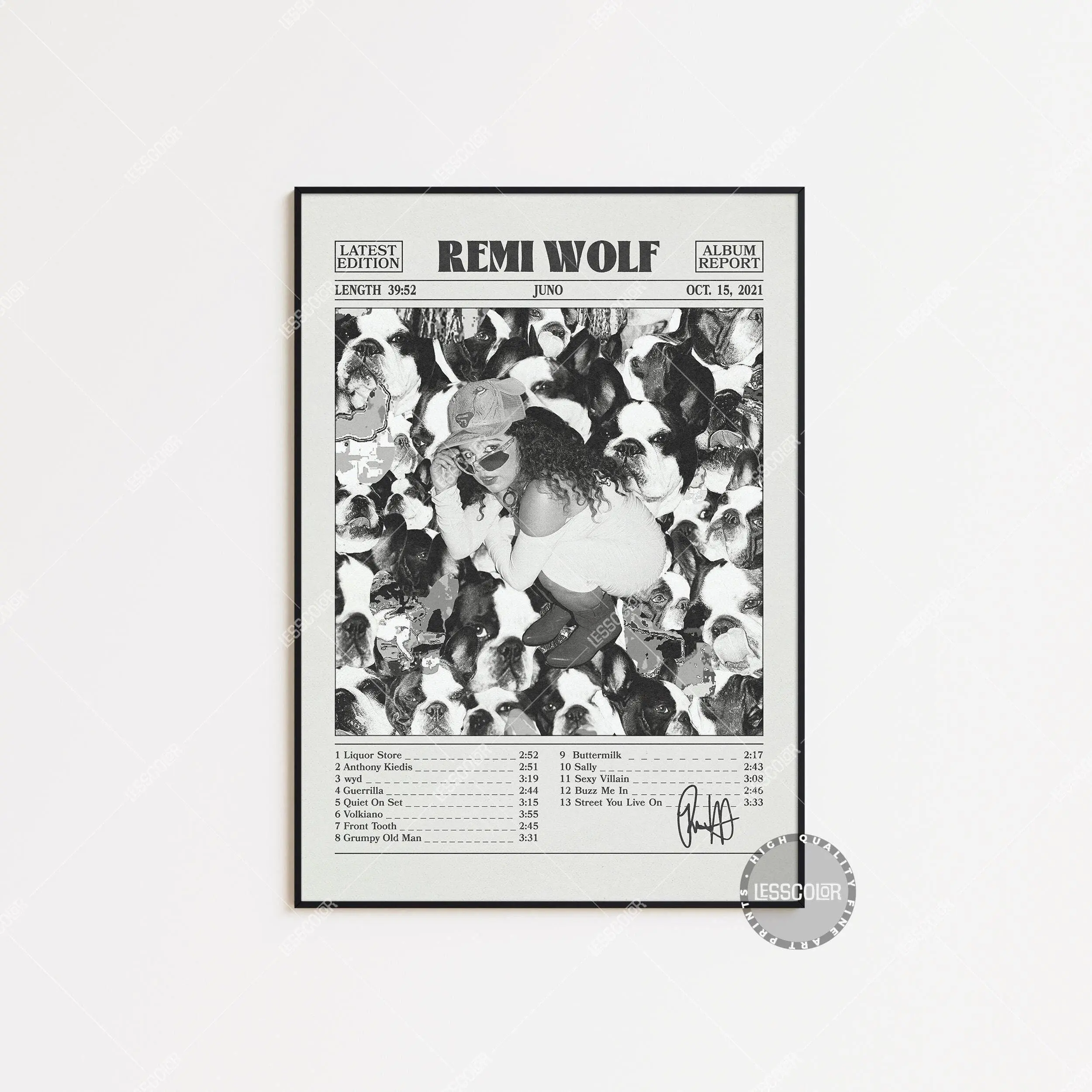 Retro Remi Wolf Retro Newspaper Print, Juno Poster No Frame, Remi Wolf Poster, Album Cover Posters, Black And White Wall Art