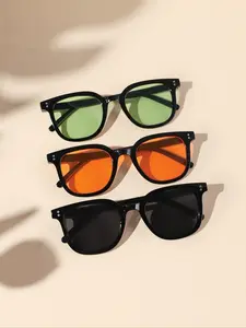 Unisex Vintage Tinted Lens Sunglasses, Trendy Casual Sunglasses for Everyday Use, Fashion Accessories for Outdoor Activities