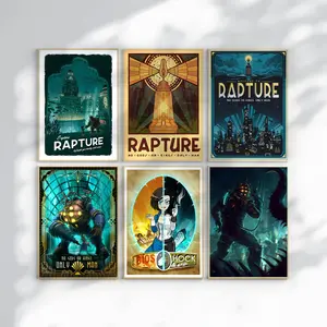BioShock Poster Unframed, BioShock Vintage Travel Video Game Poster, Gamer Gift, Home Decor Wall Art Illustration