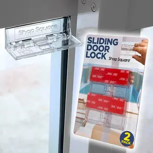 2 Pack Childproof Sliding Door Safety Locks, Strong Adhesive Safety Locks for Glass Doors & Windows