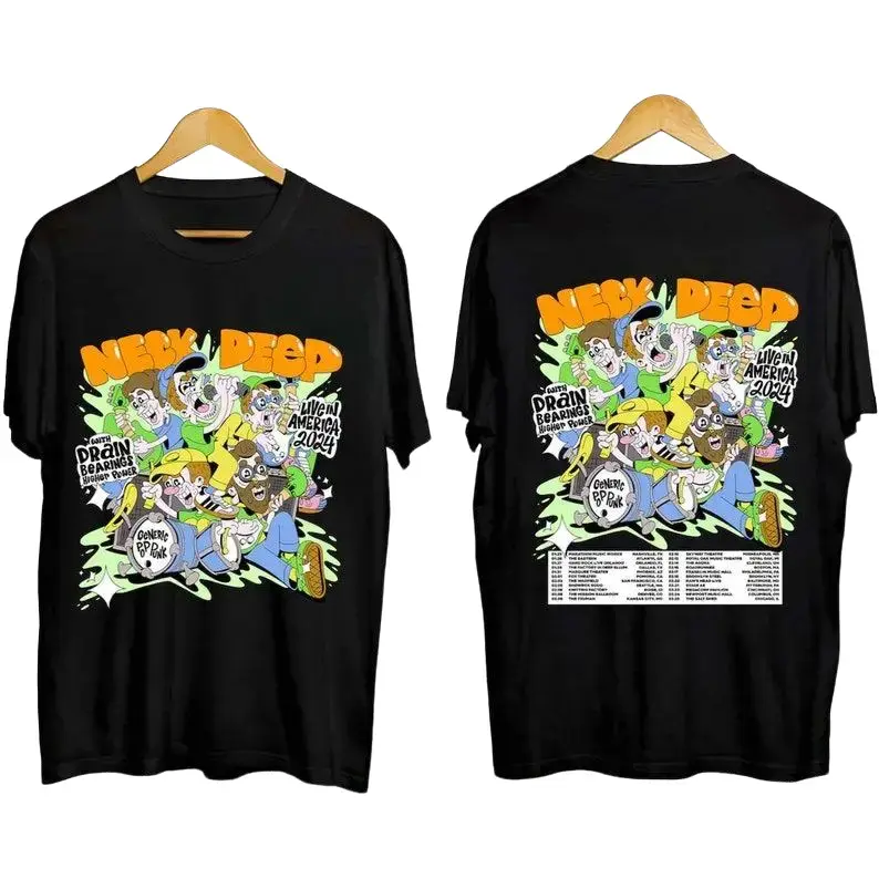 Neck Deep With Drain, Bearings, Higher Power 2024 Tour Shirt, Neck Deep Band Fan Shirt, Neck Deep 2024 Concert Shirt, Neck Deep Fan Gift