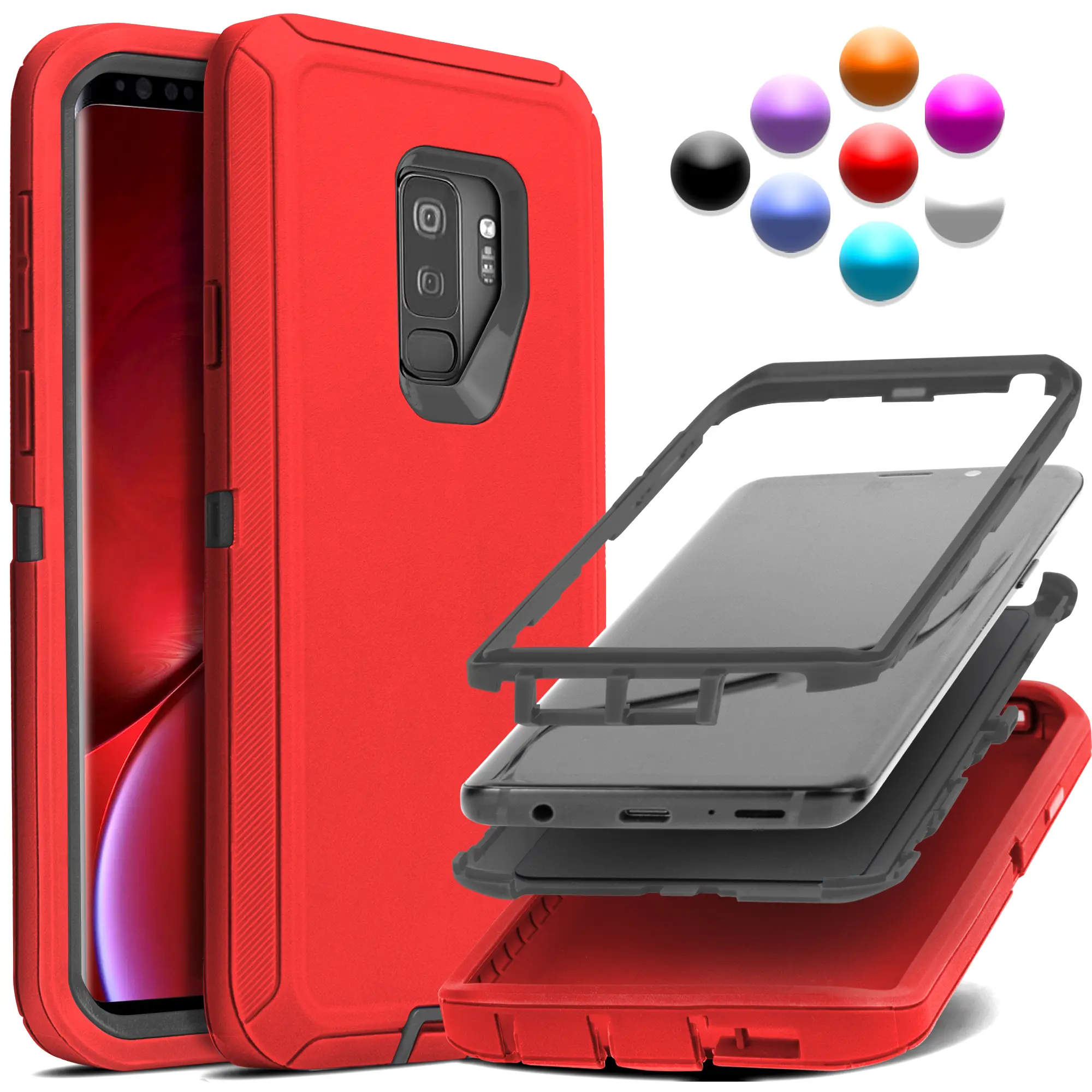 Heavy Duty Triple-Layers Smartphone Casing for Samsung Galaxy S9/S9 Plus - Shockproof, Dropproof Rugged Cellphone Protection Accessory