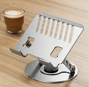 360° Rotating Adjustable Laptop Stand, Foldable Portable Laptop Riser with Dual Rotary Shaft, Ergonomic Standing Desk for Collaboration, Fits 10-17.3" Laptops & MacBook