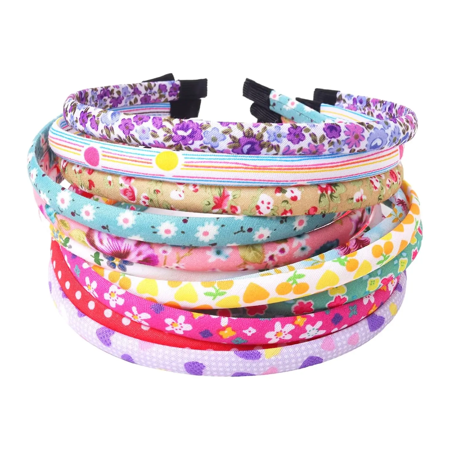 Headbands for  12 count Thin Head Bands for   Hairbands for  Floral Cloth Fabric Covered Headband Birthday Party Favors