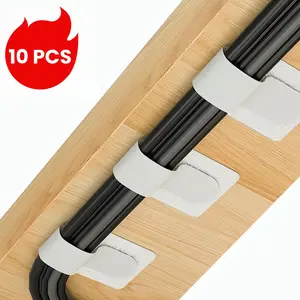 10 PCS Self-adhesive Velcro cable tie organizer, Velcro tape for wires, product for organizing wires under the table, reusable wire organizer for wire bundles, wire organizer