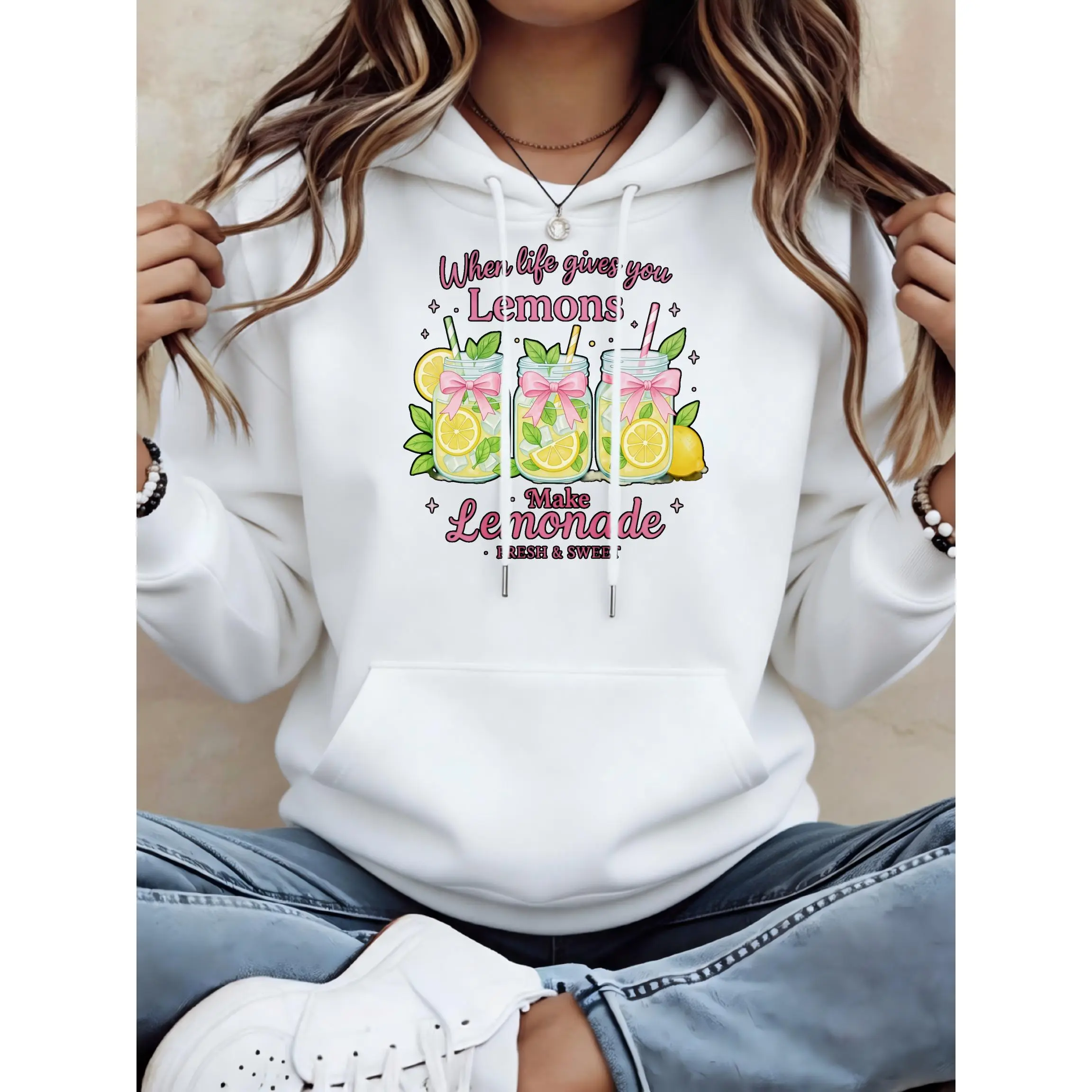 Women's When Life Gives Lemons Make Lemonade Unisex Oversized Hoodie | Soft Breathable Cotton Blend Pullover | Trendy Cozy Loungewear & Streetwear For Daily, Gym, Travel & Fall Vibes