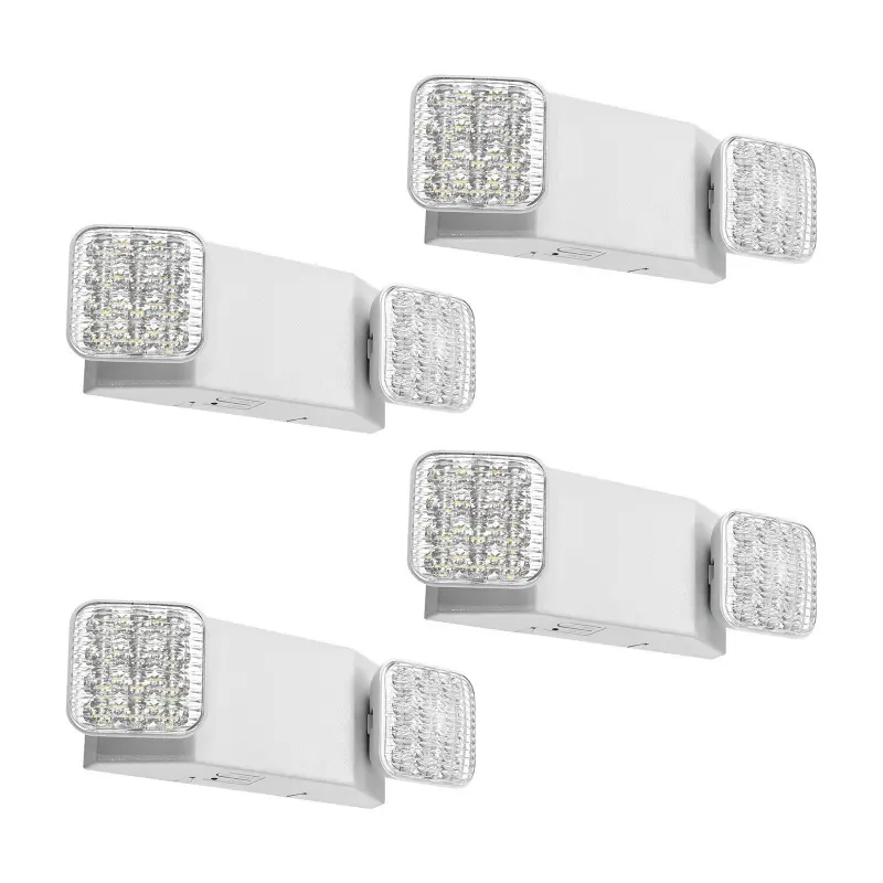 【Summerfinds】VEVOR 4 Pack Emergency Lights for Business, with Battery Backup, Commercial LED Emergency Exit Lighting Fixtures, AC 120/277V, with Two Square Head Adjustable, 90-Minute Backup, for Business, White