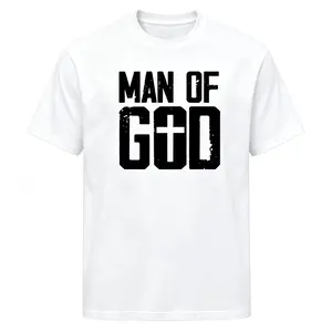 Man Of God Cross Inside Letter Distressed Vintage Christian Faith Graphic T-Shirt（No box included）