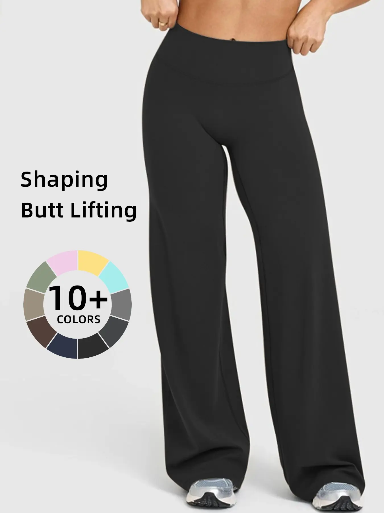 Women's High Waist Yoga Pants, Yoga Bottoms, Yoga Workout Pants, Sporty Wide Leg Fitted Design, Seamless Elastic Fabric, Perfect for Home Fitness & Pilates, Stretchable Activewear