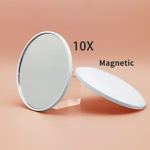 Magnetic Mirror, 10X Magnifying Mirror,Magnetic Locker Mirror, 3.5 Inch Round for Makeup Application, Compact Portable Magnified Cosmetic for Travel,Strong Magnets for Secure Attachment,Compact Makeup Mirror,Pocket Mirror, White