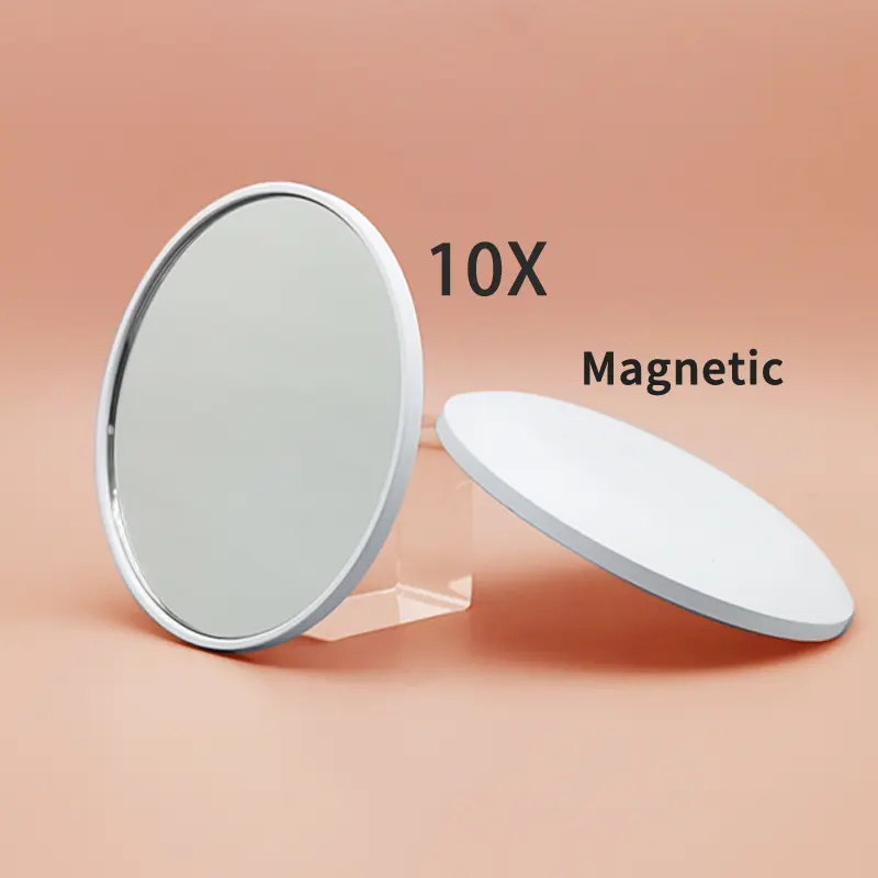 Magnetic Mirror, 10X Magnifying Mirror,Magnetic Locker Mirror, 3.5 Inch Round for Makeup Application, Compact Portable Magnified Cosmetic for Travel,Strong Magnets for Secure Attachment,Compact Makeup Mirror,Pocket Mirror, White